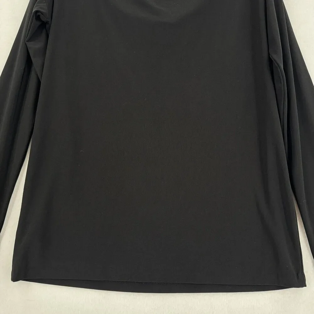 Norma Kamali Black Draped Cowl Neck Top Women L Long Sleeve Stretch Minimalist